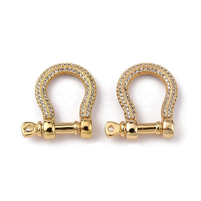 Brass Micro Pave Clear Cubic Zirconia D-Ring Anchor Shackle Clasps ZIRC-S066-052-NF-1