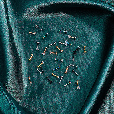 30Pcs 15 Style Cubic Zirconia Lip Rings EJEW-AN0003-65-1