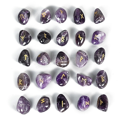 Natural Amethyst Rune Stones PW-WGED742-05-1