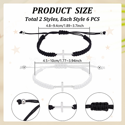 12Pcs 2 Styles Adjustable Polyester Thread Braided Bracelets for Women Men BJEW-UN0001-88A-1