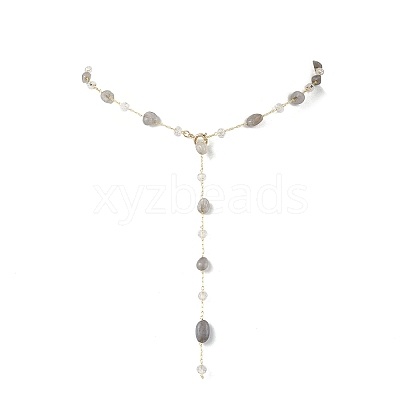 Handmade Natural Labradorite Beaded Chains Earring & Necklaces Sets SJEW-JS01342-03-1