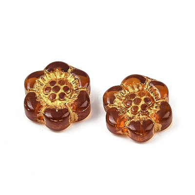 Baking Paint and Golden Metal Enlaced Glass Beads DGLA-T004-10A-1