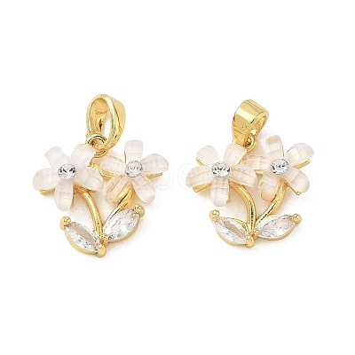 Brass Micro Pave Cubic Zirconia Charms CU-CBA8C34-01G-02-1
