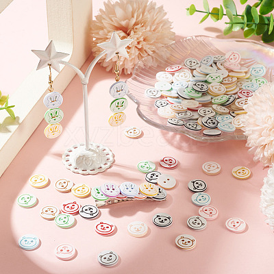 200Pcs 2-Hole Resin Buttons BUTT-TA0001-60C-1