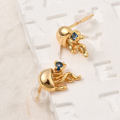 Brass Stud Earrings EJEW-C158-11A-G-1