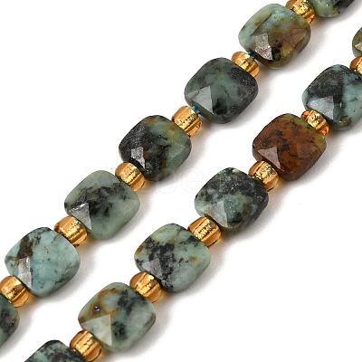 Natural African Turquoise(Jasper) Beads Strands GG-CBA96AE-A06-6x6mm-1