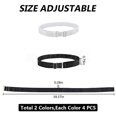 8 Pcs 2 Colors Simple Polyester Shirt Stay Belt AJEW-GO0001-41-1