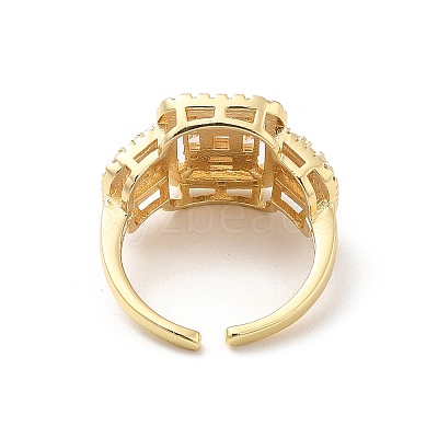 Brass Micro Pave Cubic Zirconia Open Cuff Rings RJEW-R146-16B-G-1