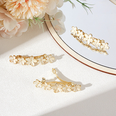 3Pcs Flower Alloy Cat Eye Hair Barrettes PHAR-BBC0001-01-1