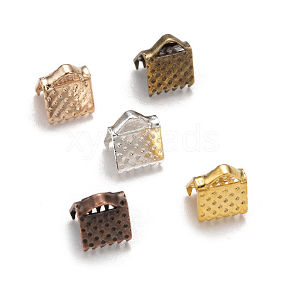 Iron Ribbon Crimp Ends E004Y-6x6mm-M-1