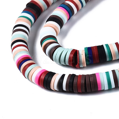 Flat Round Handmade Polymer Clay Beads CLAY-R067-6.0mm-M2-1