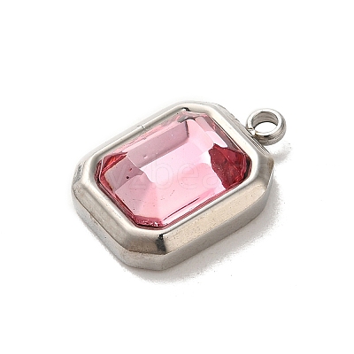 High Polished 304 Stainless Steel Glass Pendants STAS-L022-062P-06-1