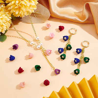 60Pcs 6 Colors Flocky Acrylic Beads MACR-PH0001-55-1