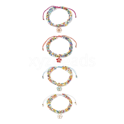 Adjustable Glass Bead Braided Beaded Bracelet BJEW-JB08951-1