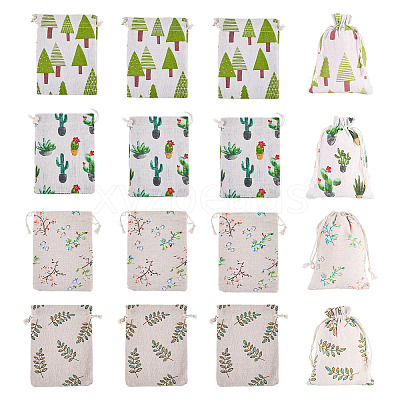 20Pcs 4 Styles Polycotton(Polyester Cotton) Packing Pouches Drawstring Bags ABAG-TA0002-09-1