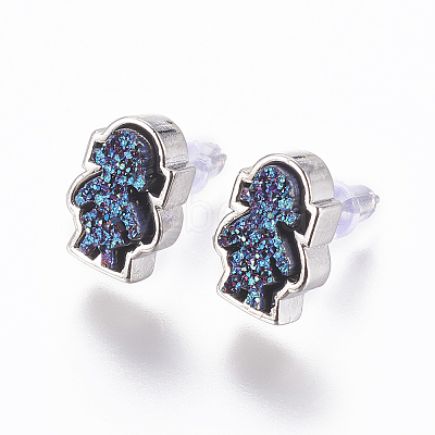 Brass Stud Earrings EJEW-J098-FP-1