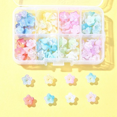 120Pcs 8 Colors UV Plating Iridescent Acrylic Bead Caps OACR-FS0001-64-1