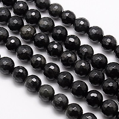 Natural Obsidian Beads Strands X-G-G549-6mm-02-1