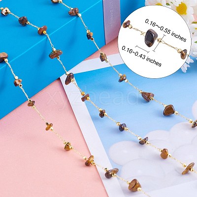 Natural Tiger Eye Chips Beaded Chains CHC-SZ0001-62J-1