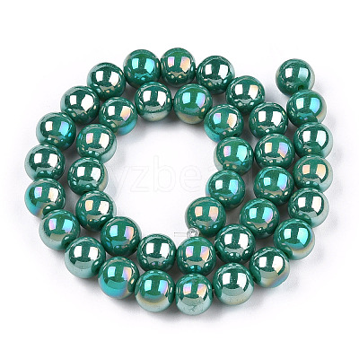Electroplate Opaque Glass Beads Strands X-GLAA-T032-P8mm-AB12-1