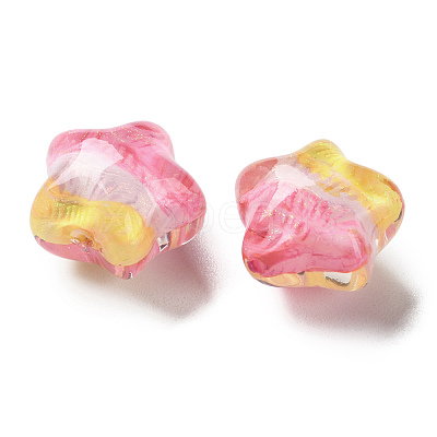 Gradient Color Transparent Hand-drawed Acrylic Beads TACR-P012-01B-07-1
