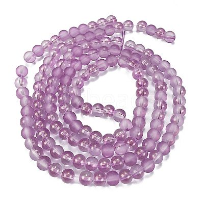 Frosted Transparent Glass Bead Strands GLAA-P065-6mm-07-1