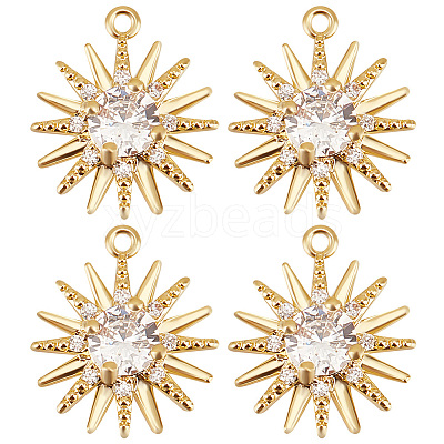 10Pcs Brass Micro Pave Clear Cubic Zirconia Pendants KK-BBC0005-87-1