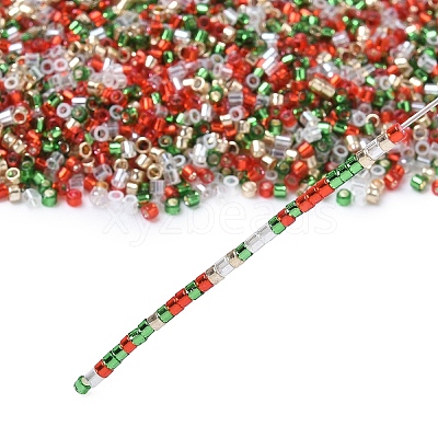 4 Colors Christmas 11/0 Glass Seed Beads SEED-X0058-13-1