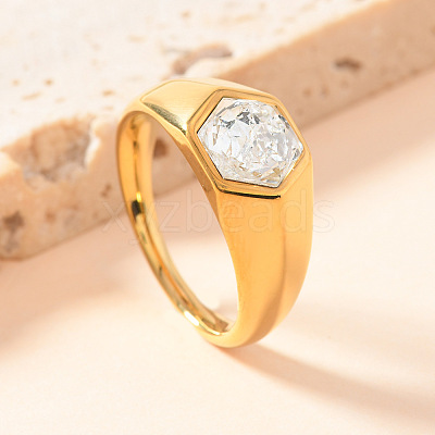 304 Stainless Steel with Cubic Zirconia Finger Rings FS-WG76F9A-09-1