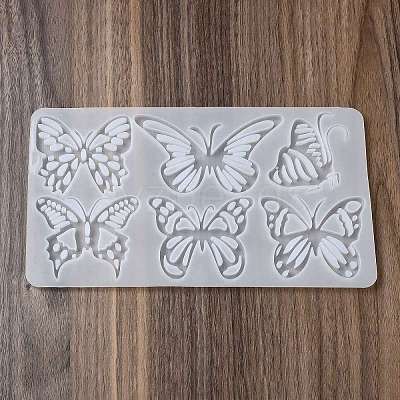 Rectangle with Butterfly Pattern DIY Pendant Silicone Molds DIY-G114-04-1