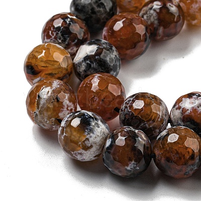 Faceted Natural Fire Crackle Agate Beads Strands G-F447-12mm-N14-1