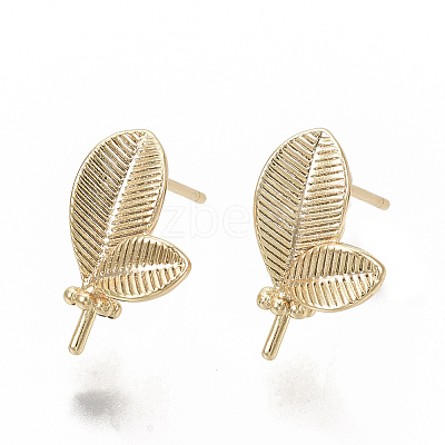Brass Stud Earring Findings KK-T050-59G-NF-1