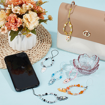 Glass & Resin Mobile Straps HJEW-BC00030-1