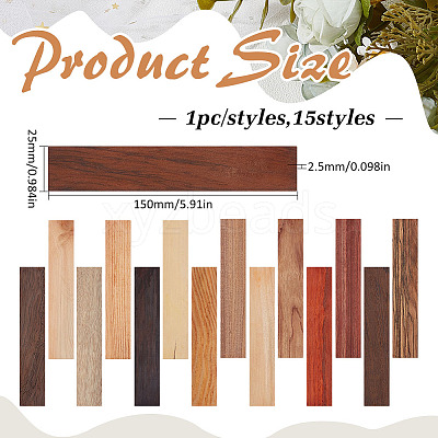 15Pcs 15 Colors Wood Blank Bookmarks for DIY Engraved Craft WOOD-ME0001-05-1