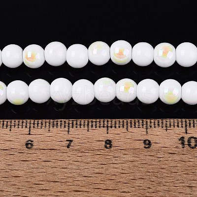 Electroplate Opaque Glass Beads Strands EGLA-Q132-6MM-01C-01-1