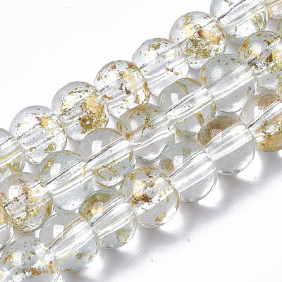 Transparent Spray Painted Glass Bead Strands GLAA-N035-03A-B09-1