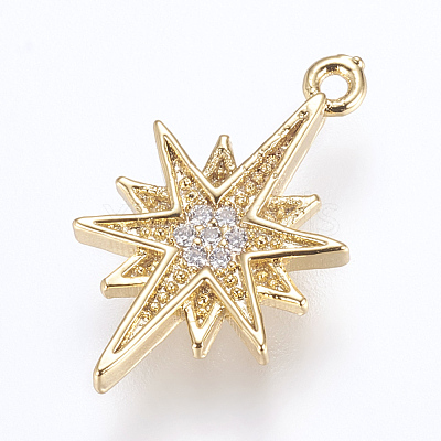 Brass Micro Pave Cubic Zirconia Pendants X-ZIRC-G116-07G-1