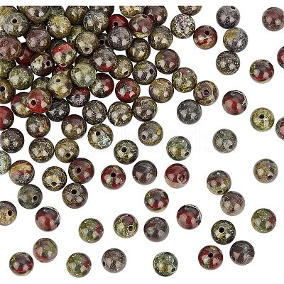 Natural Dragon Blood Jasper Bead Strands G-OC0001-18-6mm-1
