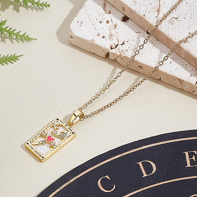 Brass with Cubic Zirconia Pendants Necklaces NJEW-LP0001-45A-G-1