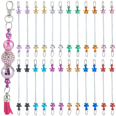 24Pcs 12 Colors Stainless Steel Beadable Keychain Bar for Jewelry Making DIY Crafts KEYC-SC0002-10-1