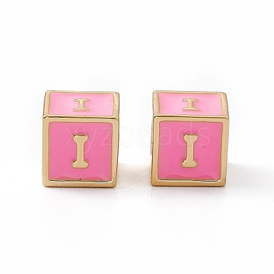 Rack Plating Brass Enamel Beads KK-B060-04G-05I-1