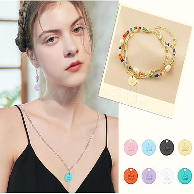 48Pcs 8 Colors Spray Painted Alloy Charms FIND-FH0002-71-1