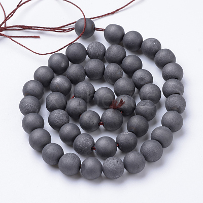 Electroplated Natural Druzy Geode Agate Bead Strands X-G-R345-8mm-52-1