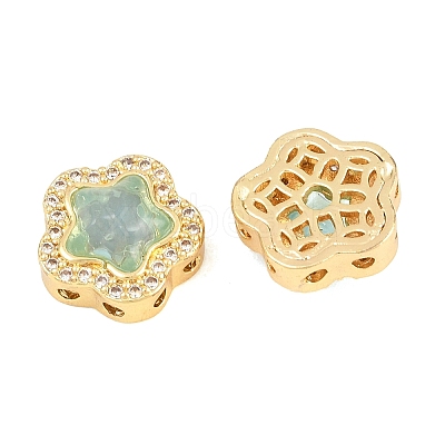 Brass Clear Cubic Zirconia Beads KK-B186-01G-03-1
