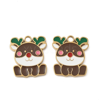 Christmas 304 Stainless Steel Enamel Pendants STAS-Z093-08N-G-1