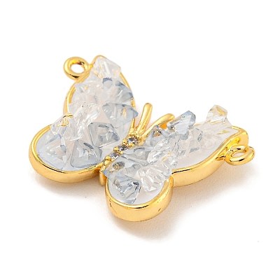 Natural Quartz Crystal Connector Charms KK-P275-23G-1