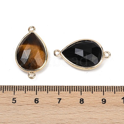 Natural Rose Quartz/Tiger Eyes/Crystal Quartz/Amethyst/Black Onyx/Synthetic Turquoise Faceted Connector Charms G-K347-04G-1