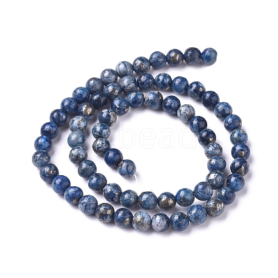 Natural African Pyrite Beads Strands G-D0006-C04-6mm-03-1