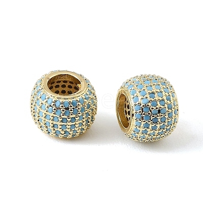 Brass Micro Pave Sky Blue Cubic Zirconia European Beads CU-CBA9CBD-04G-1