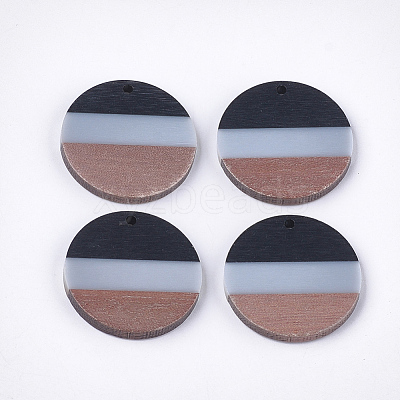 Tri-color Resin & Walnut Wood Pendants X-RESI-S358-78B-1